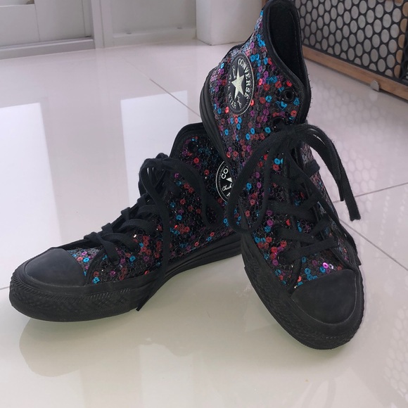 Converse Shoes - Converse black sequin high tops
